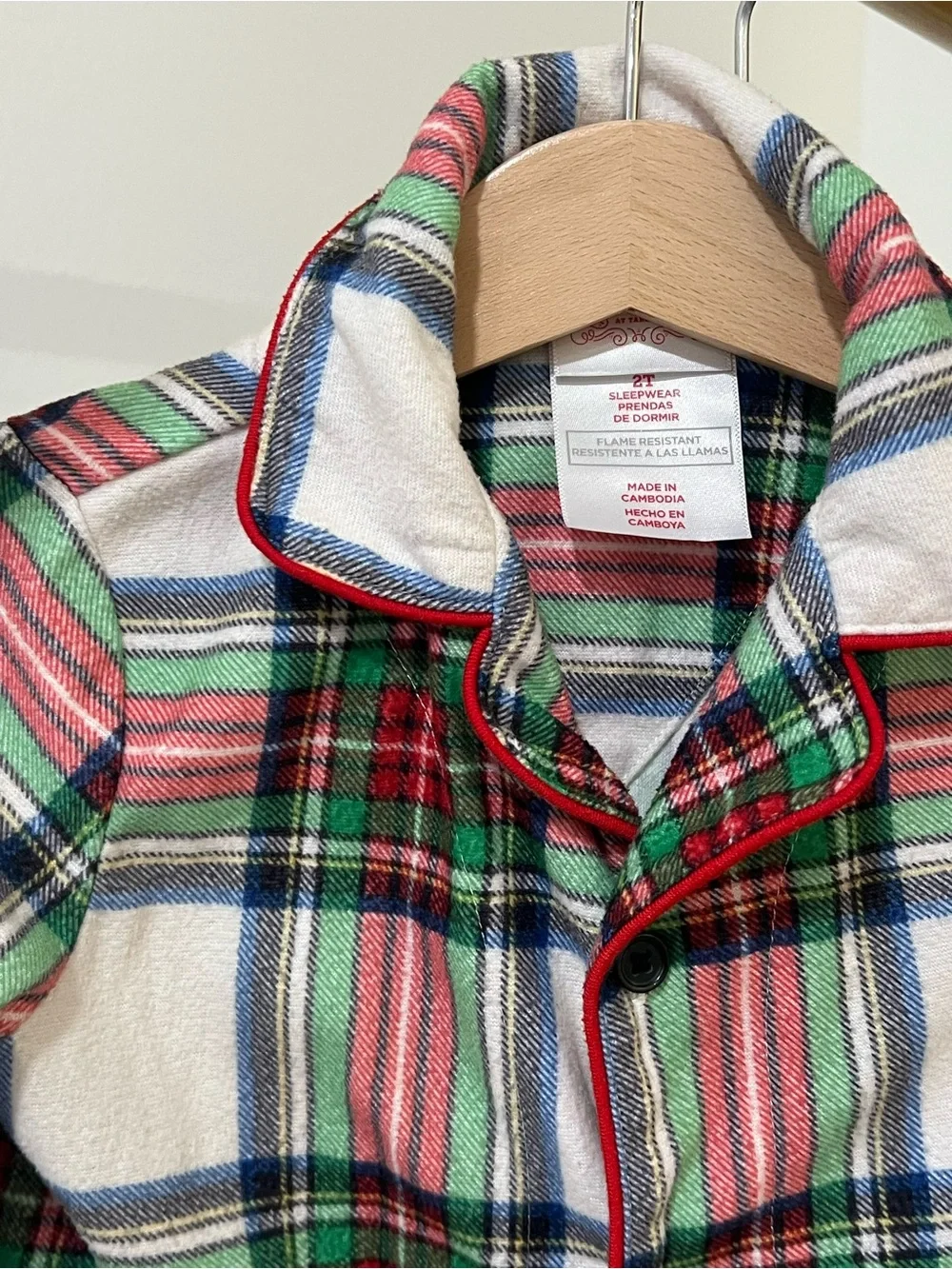 Kids Plaid Pajama Set - Red & Green
